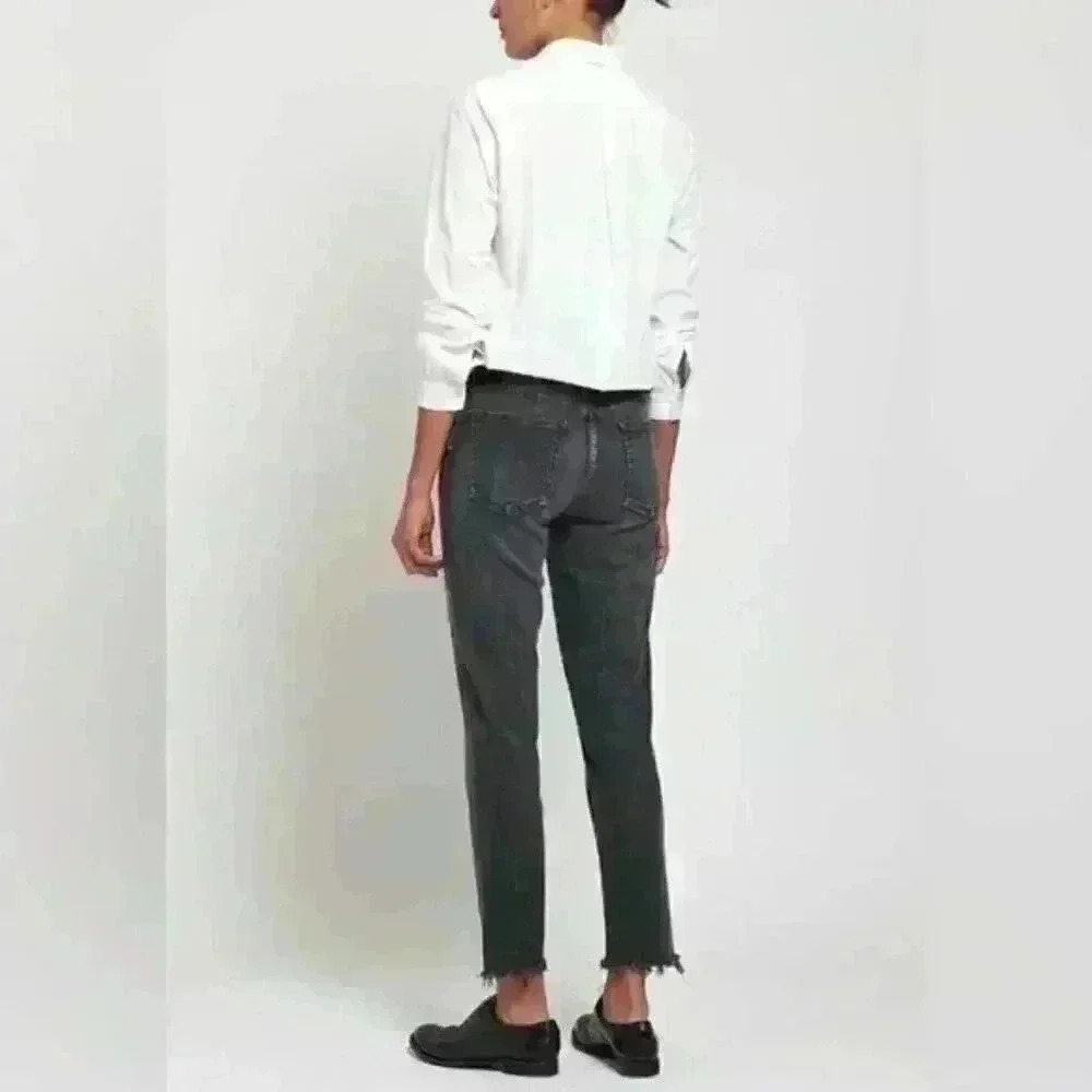 Moussy Vintage Westcliffe Black Raw Hem High-rise Jeans Japan Skinny Ankle 25 - Picture 5 of 11